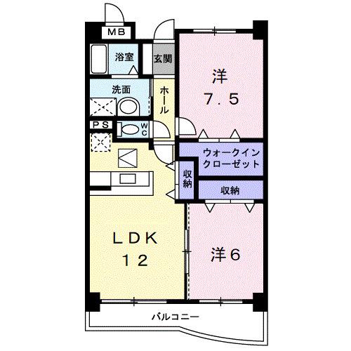 アズゥール(2LDK/1階)の間取り写真