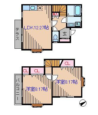 サンヴィレッジ関原A(2LDK/1階)の間取り写真