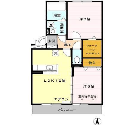 パークタウン三本柳(2LDK/2階)の間取り写真