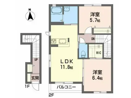 パレーベイス(2LDK/2階)の間取り写真