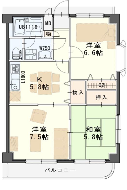 TRビル(3K/3階)の間取り写真