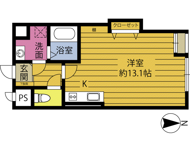セゾン城崎502(ワンルーム/5階)の間取り写真