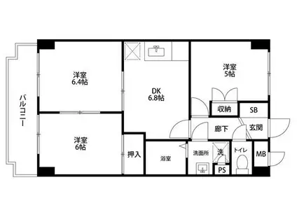 TMレジデンス朝霞台(3DK/5階)の間取り写真