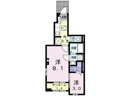 クラール 島野 B(2K/1階)の間取り写真