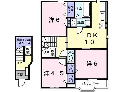 グリーンコート柿内(3LDK/2階)の間取り写真
