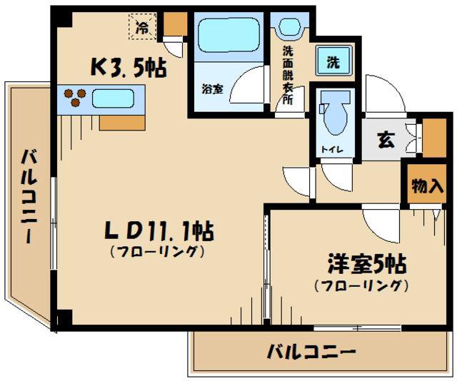 ルクレ上北沢ルネサンスコート(1LDK/6階)の間取り写真