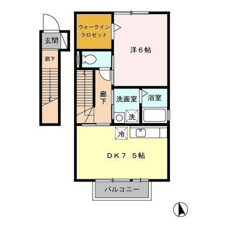 セジュールアマンド(1DK/2階)の間取り写真