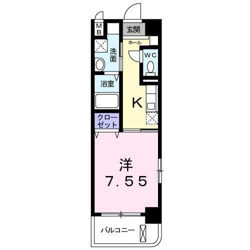アルカンシェル(1K/2階)の間取り写真