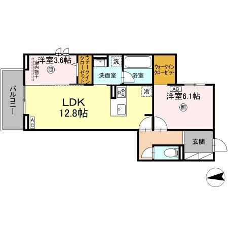 D-ROOM樋井川4丁目(2LDK/3階)の間取り写真