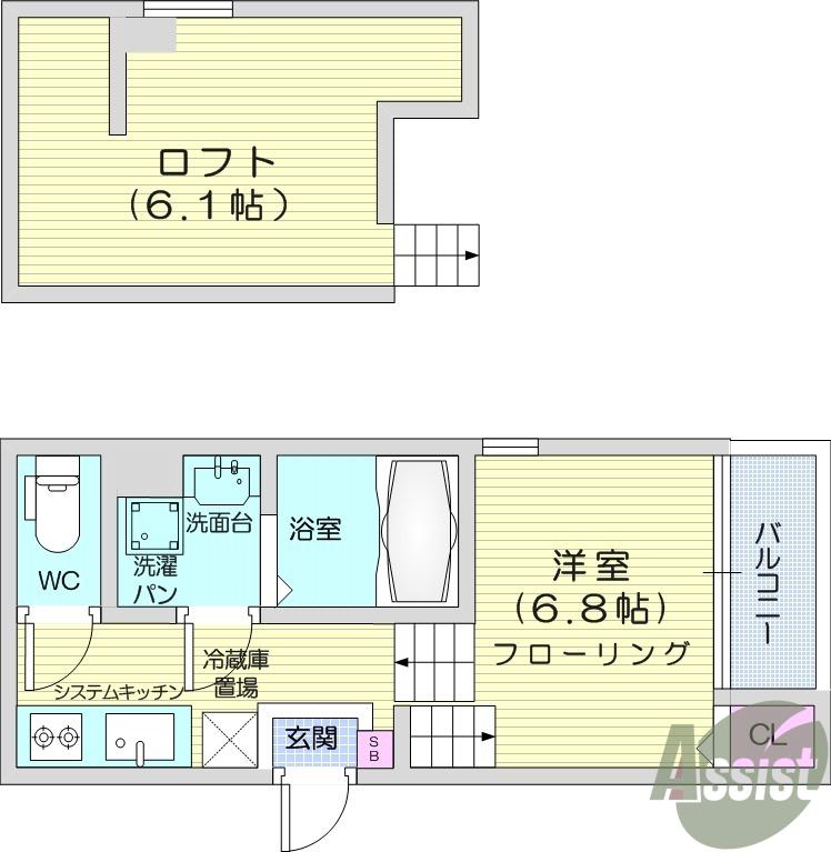 マジェスティ福田町(1K/1階)の間取り写真
