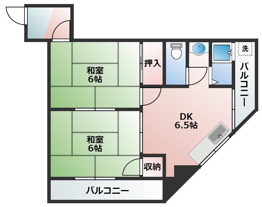 三陽マンション NO3(2DK/3階)の間取り写真