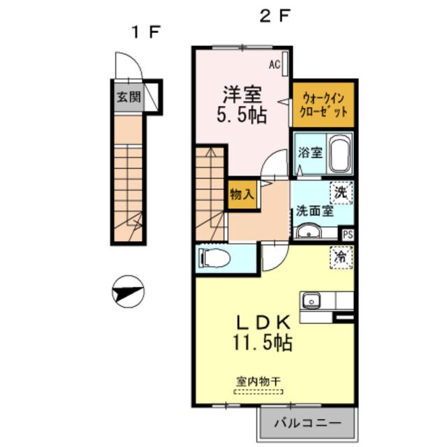 D-ROOM KUKI(1LDK/2階)の間取り写真