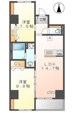 ラ カーサ明倫(2LDK/2階)の間取り写真