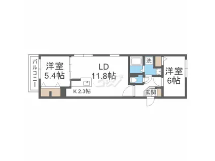 ラフレンテ(2LDK/4階)の間取り写真