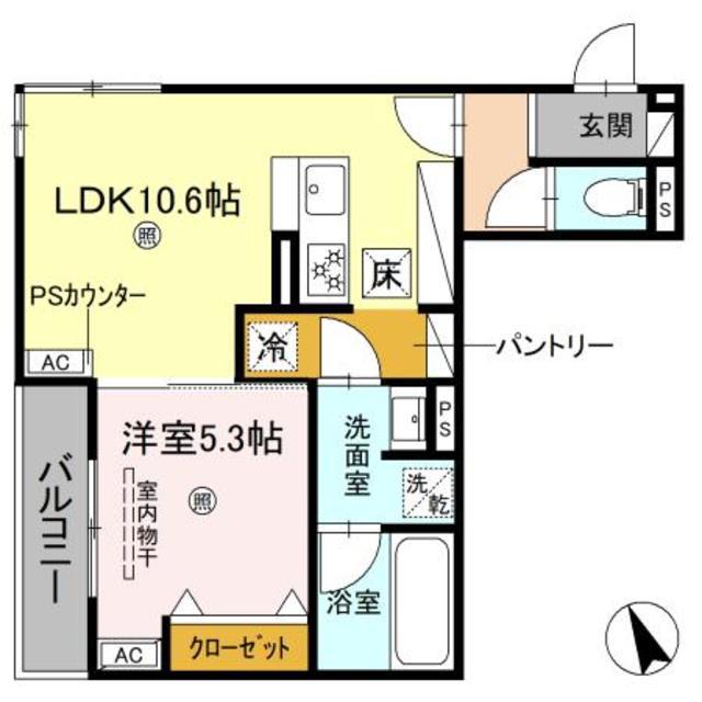 CHAINON(1LDK/3階)の間取り写真