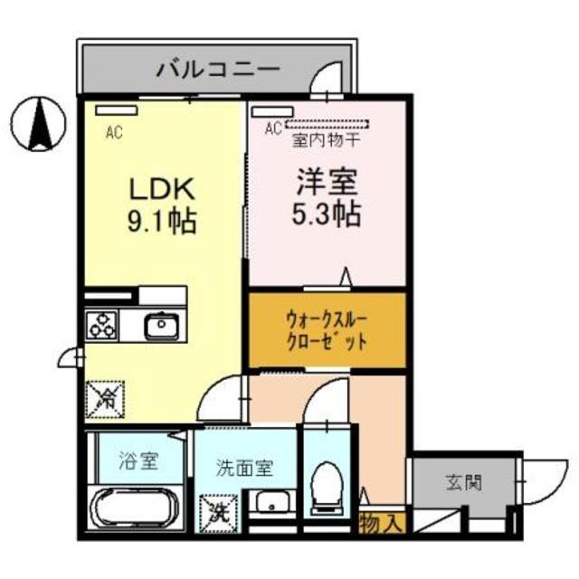 D-ROOM今川 A棟(1LDK/2階)の間取り写真