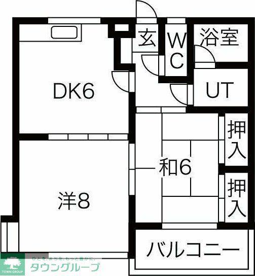 ハイツハツミA(2DK/1階)の間取り写真