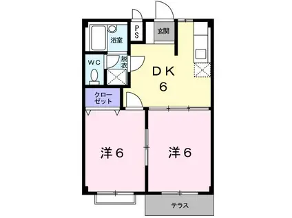 エルディムB(2DK/1階)の間取り写真