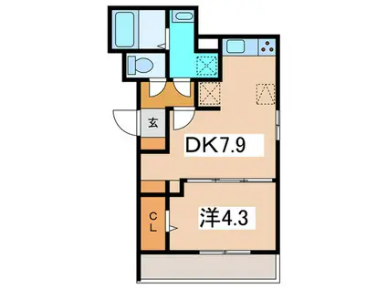 WINGS(1DK/1階)の間取り写真