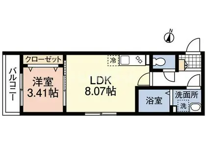フェリーチェVI(1LDK/2階)の間取り写真