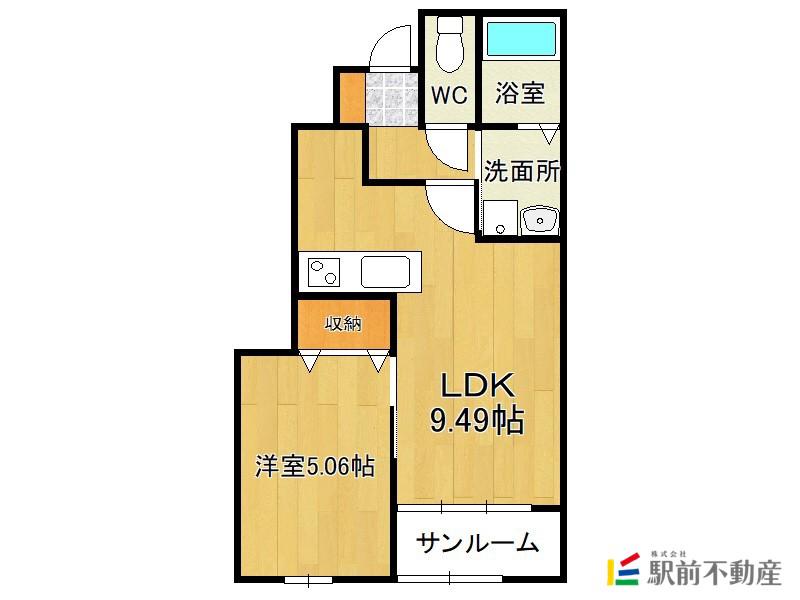 WARM PLACE(1LDK/1階)の間取り写真