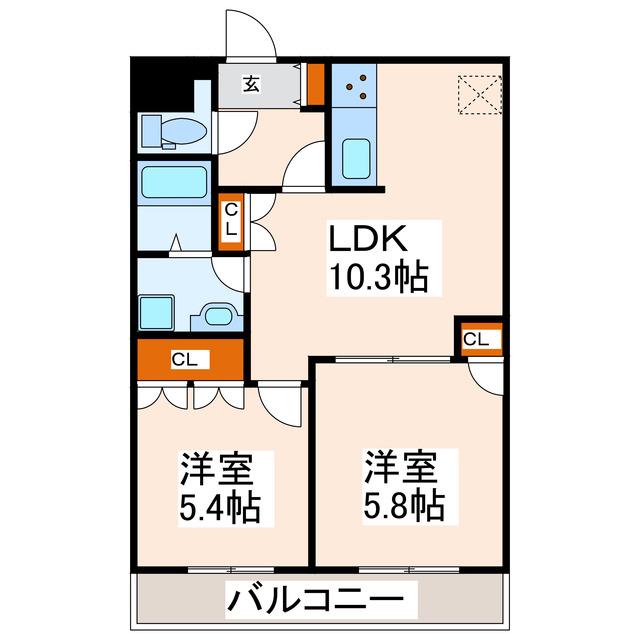 KANNA-KAMUI(2LDK/5階)の間取り写真