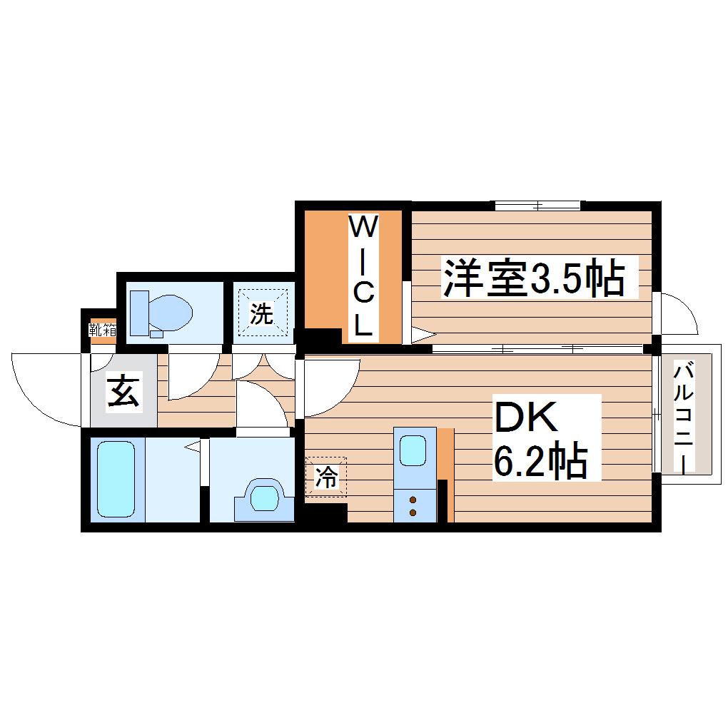 CASA BONITA薬師堂(1DK/1階)の間取り写真