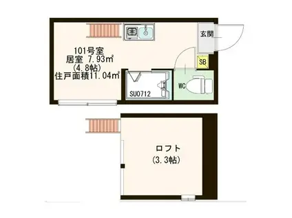 池尻パストラルハウス(ワンルーム/1階)の間取り写真