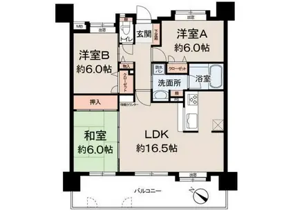 アンピール博多駅南(3LDK/4階)の間取り写真