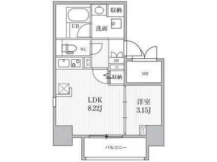 シーズンフラッツ靭本町(1LDK/5階)の間取り写真