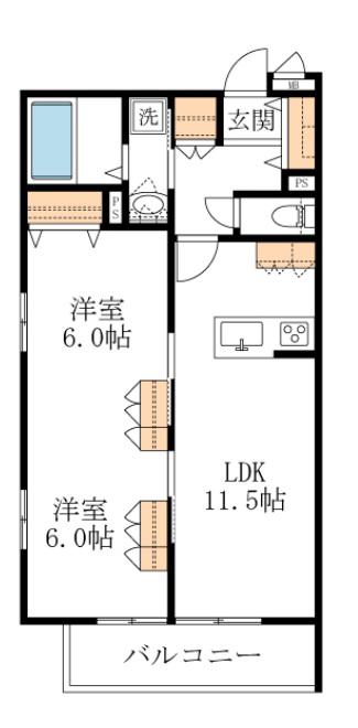 ANGE A(2LDK/3階)の間取り写真