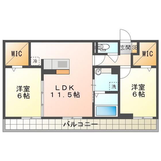 アルバグランデときわ(2LDK/2階)の間取り写真