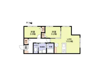 リザーブ北綾瀬(2LDK/4階)の間取り写真