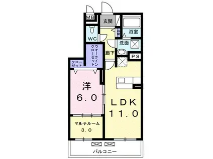 プラティーヌ(1LDK/3階)の間取り写真