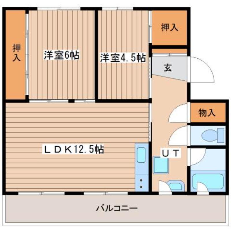 ビレッジハウス潮見ヶ丘1号棟(2LDK/5階)の間取り写真