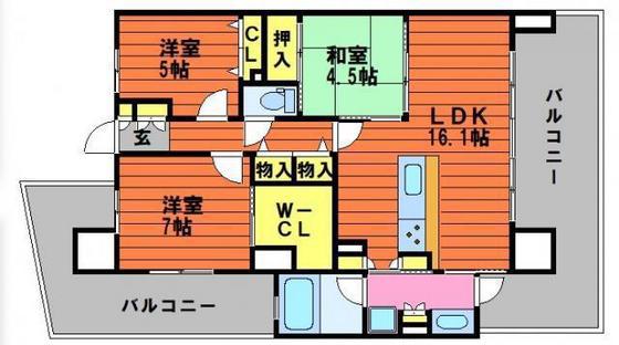 アルビオ・ガーデン西川原(3LDK/3階)の間取り写真
