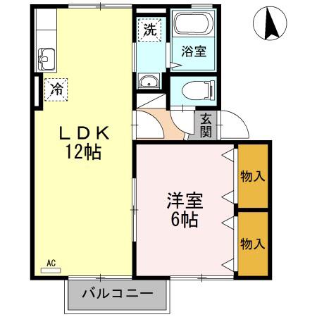 アンジェラス(1LDK/2階)の間取り写真