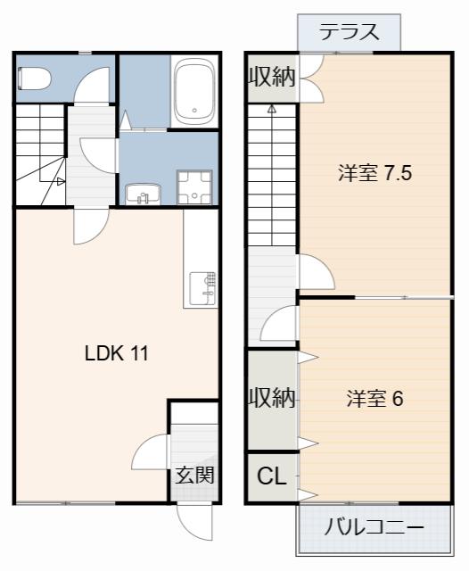 BELLE DEMEURE神明II(2LDK/1階)の間取り写真