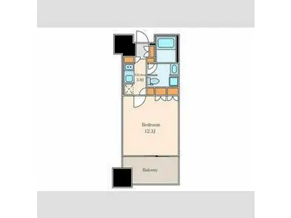 麻布台ヒルズレジデンスB(1K/21階)の間取り写真