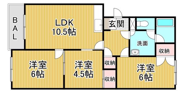 エルミタージュ(3LDK/2階)の間取り写真