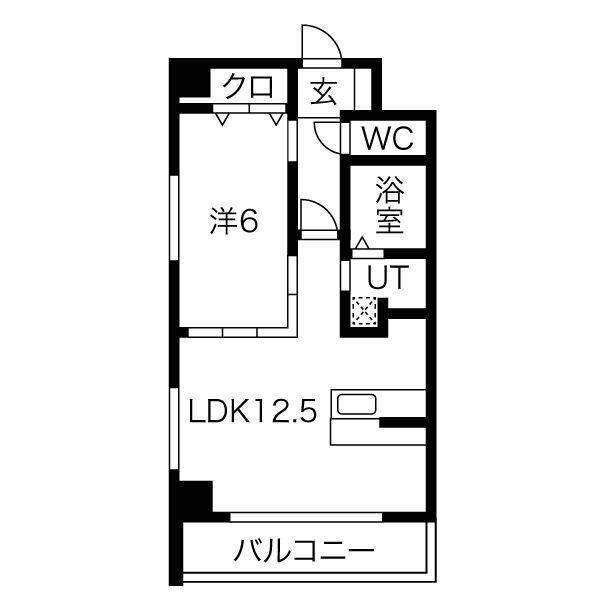 ミライエA(1LDK/6階)の間取り写真