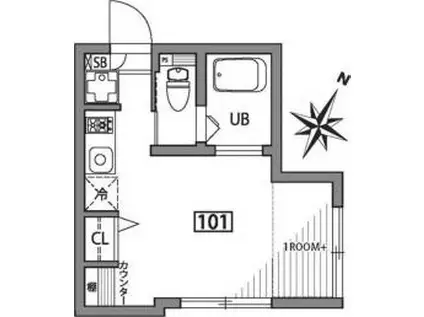 BLANC COURT代田橋(ワンルーム/1階)の間取り写真