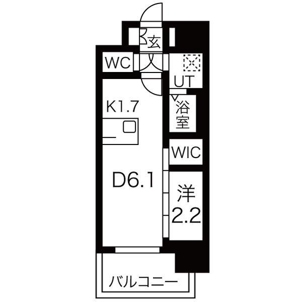 メイクスWアート上前津V(1DK/14階)の間取り写真