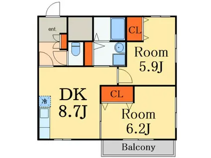 MONTRESOR(2DK/2階)の間取り写真