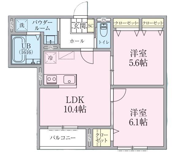 リケナ矢野口(2LDK/1階)の間取り写真