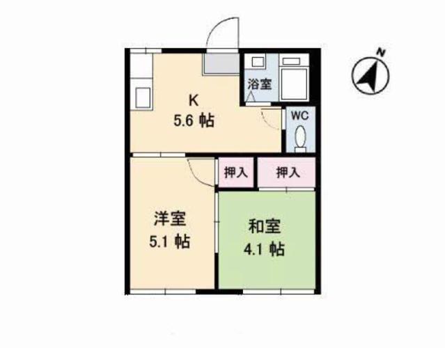 ハイツ千代(2K/1階)の間取り写真