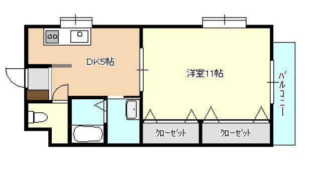 シャトームジカ(1DK/2階)の間取り写真