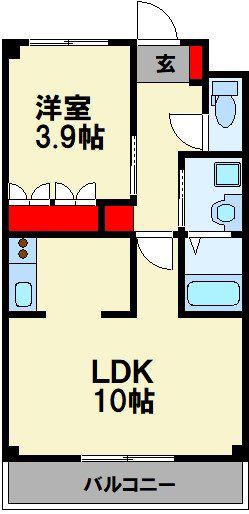 エイトハウス下三緒(1LDK/2階)の間取り写真