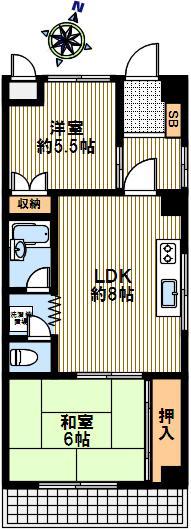 ハイツ片山(2DK/3階)の間取り写真