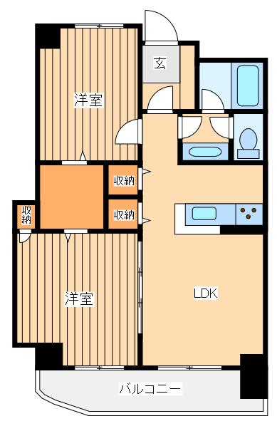 鶴見ワンダーランド(2LDK/7階)の間取り写真